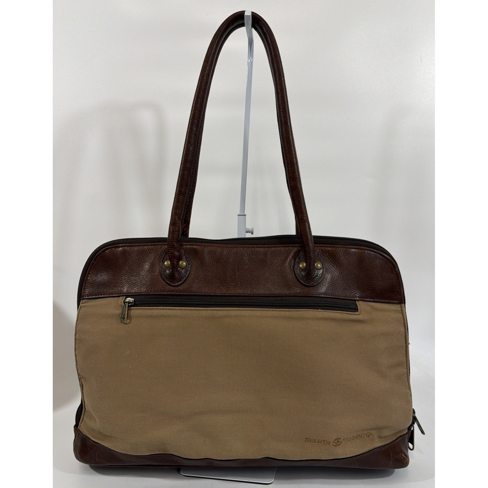Duluth Work Tote Bag Leather Canvas Carryon Shoulder Multi Compartment 90s Y2K